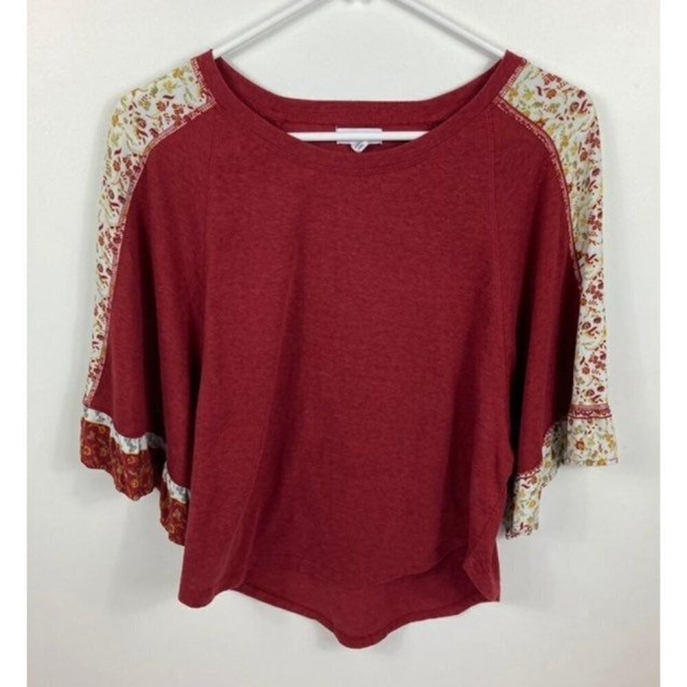 Womens Eyeshadow Brand Boho Crop TopDolman Sleeve Red White S‎